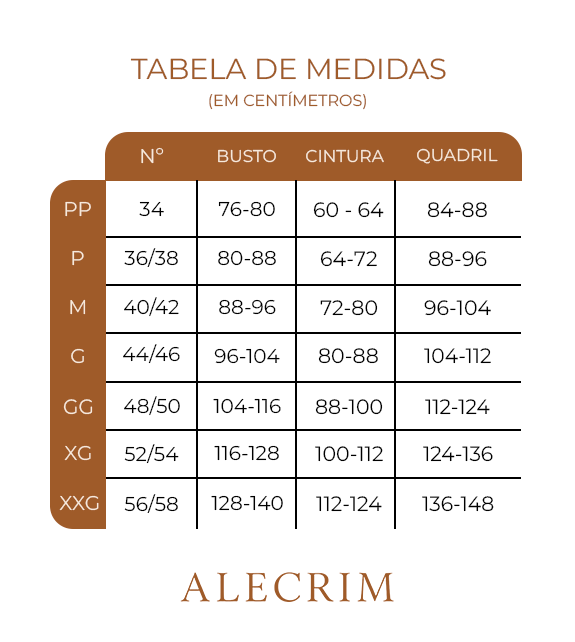 Tabela de medidas